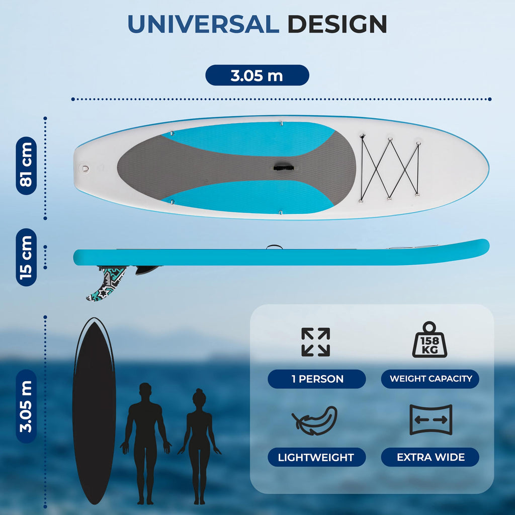 Paddle Board Inflatable Stand Up SUP 32in Wide Stable All Round Design for Adults and Kids – Paddle Board Non Slip EVA Deck Complete Kit with Paddle Pump Backpack Leash