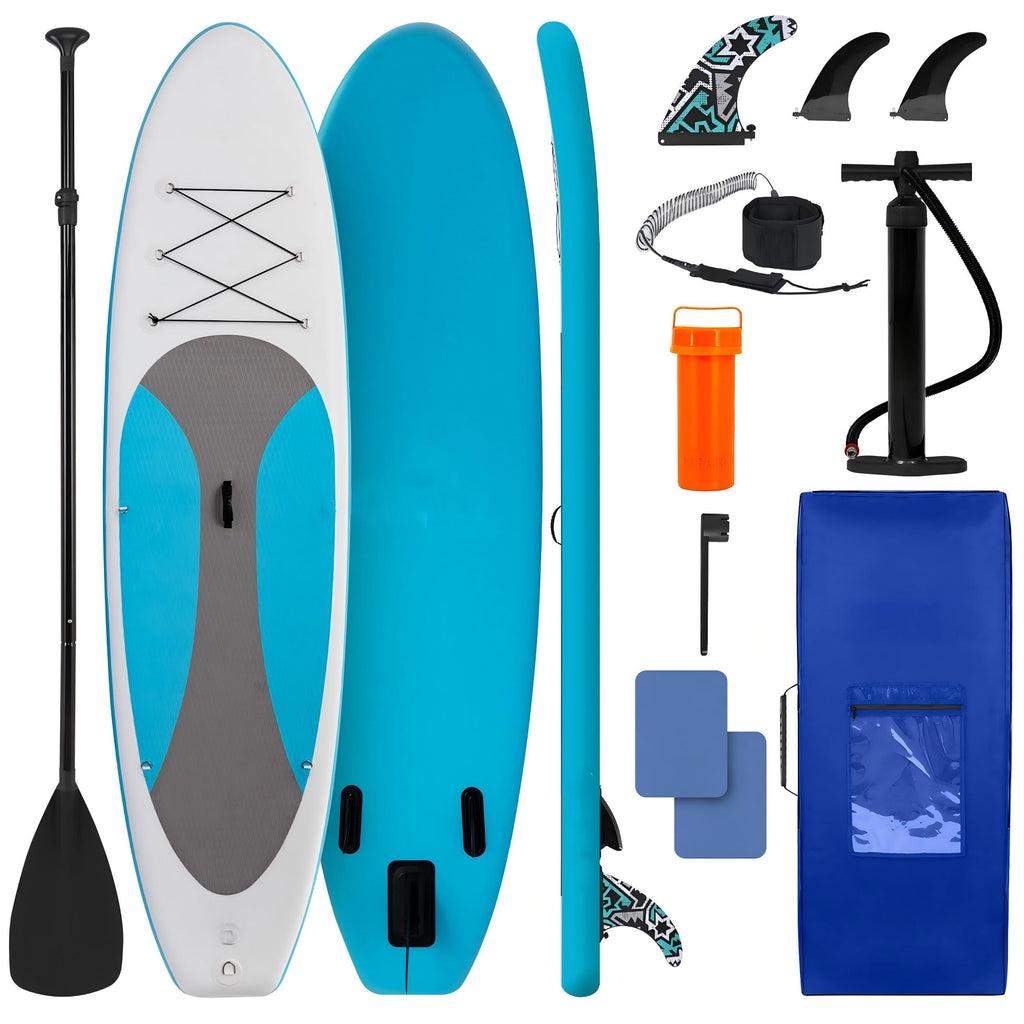 Paddle Board Inflatable Stand Up SUP 32in Wide Stable All Round Design for Adults and Kids – Paddle Board Non Slip EVA Deck Complete Kit with Paddle Pump Backpack Leash