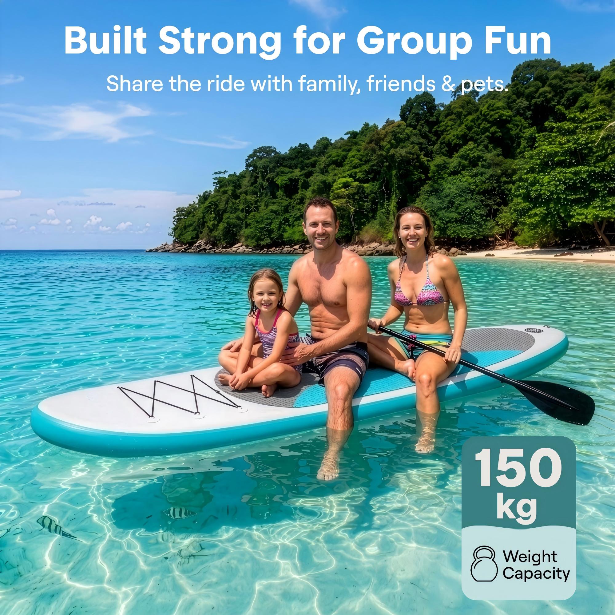 Paddle Board Inflatable Stand Up SUP 32in Wide Stable All Round Design for Adults and Kids – Paddle Board Non Slip EVA Deck Complete Kit with Paddle Pump Backpack Leash